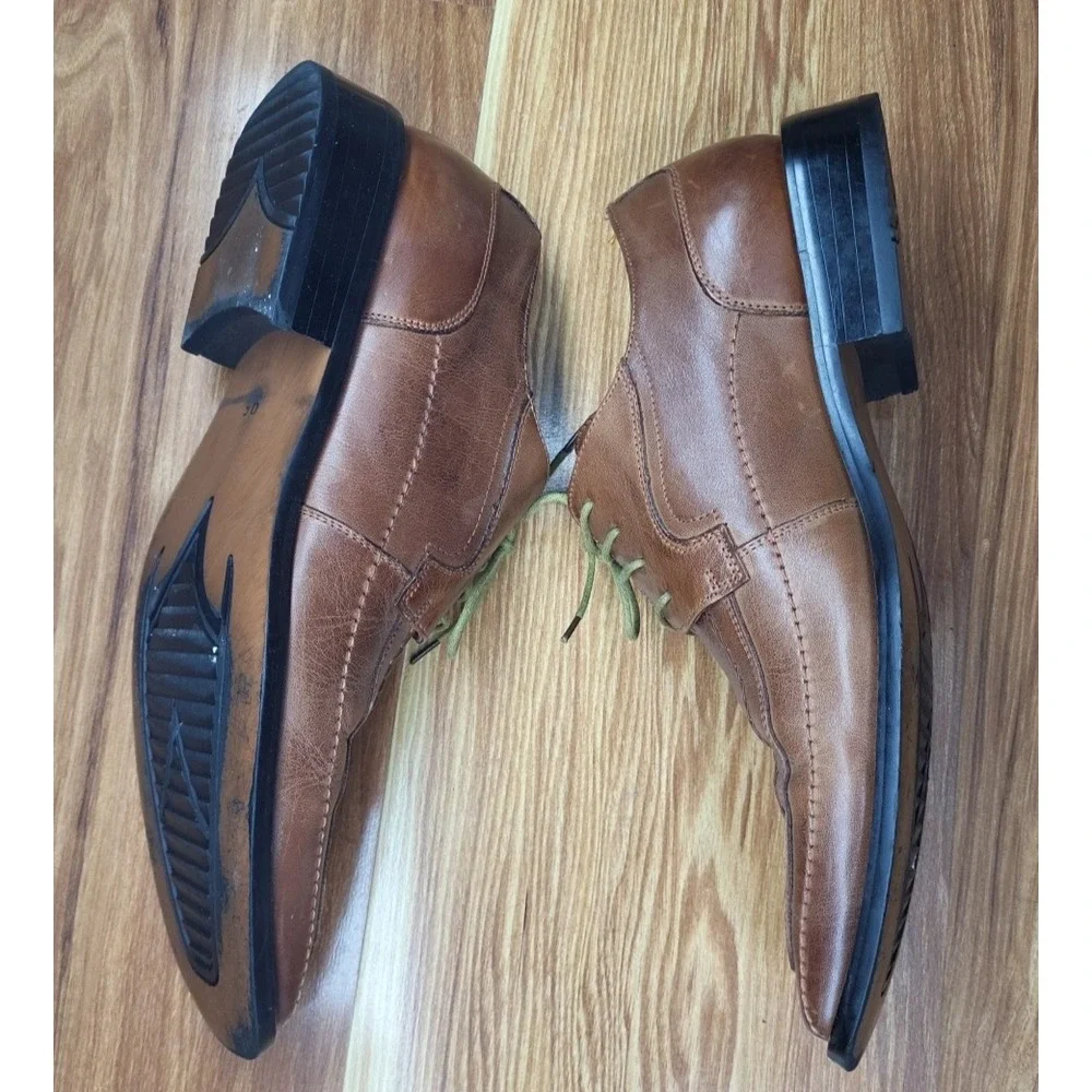 Stacy Adams Men's Derby Dress Shoes US‎ Size 9.5M Leather Brown Lace Up Moc Toe